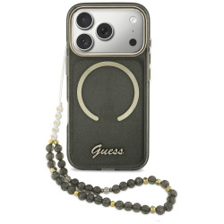 Guess IML Glitters Script Strap MagSafe Case for iPhone 17 Pro / black