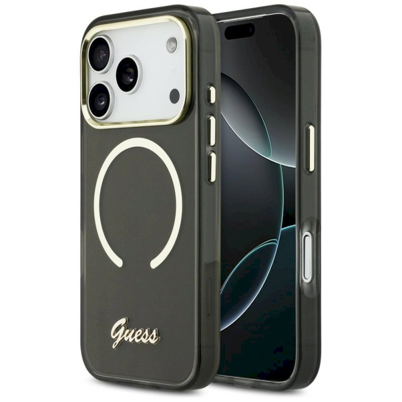Case Guess IML Script Metal MagSafe for iPhone 17 Pro Max / black