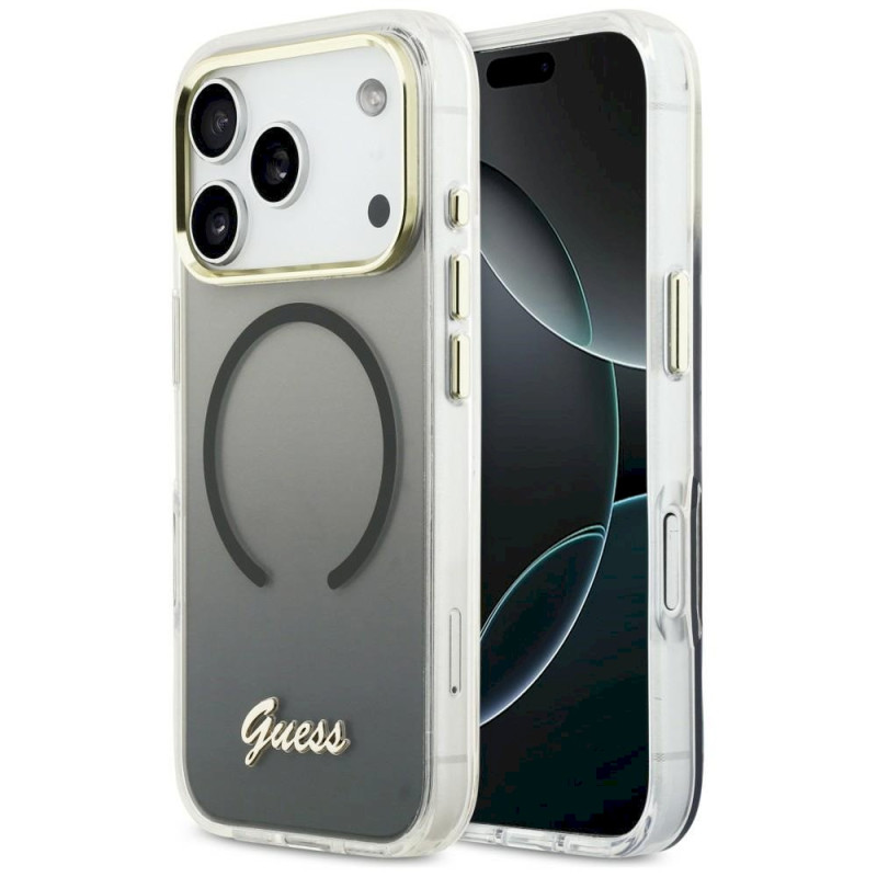 Guess IML Gradient Script Metal MagSafe Case for iPhone 17 Pro Max / black