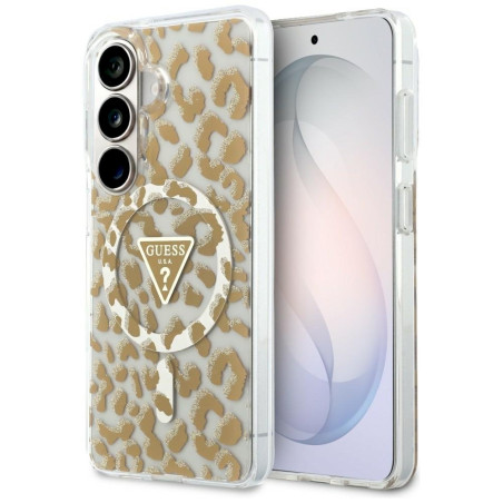 Case Guess IML Leopard Print Triangle MagSafe for Samsung Galaxy S26 / brown