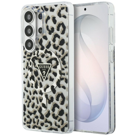 Guess IML Leopard Print Triangle MagSafe Case for Samsung Galaxy S26 Ultra / black