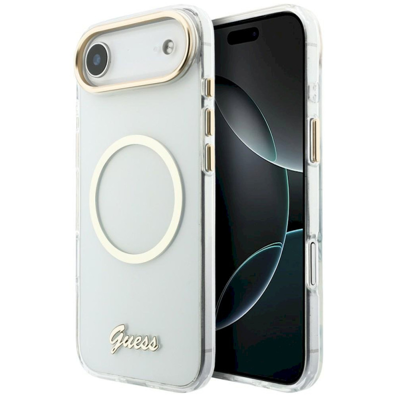 Case Guess IML Script Metal MagSafe for iPhone 17 Air / transparent