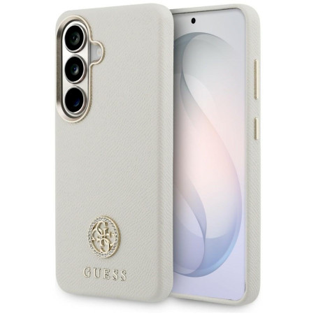 Case Guess Rhinestone Round Logo MagSafe for Samsung Galaxy S26 / beige