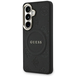 Guess Saffiano Peony Embossed Ring MagSafe Case for Samsung Galaxy S26 / black