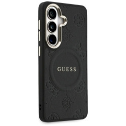 Guess Saffiano Peony Embossed Ring MagSafe Case for Samsung Galaxy S26 / black