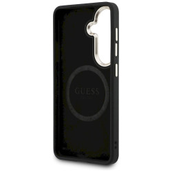 Guess Saffiano Peony Embossed Ring MagSafe Case for Samsung Galaxy S26 / black