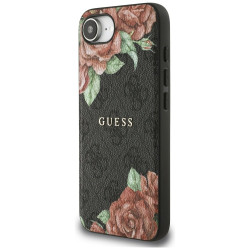 Case Guess 4G Flowers Print MagSafe for iPhone 16e/17e / black