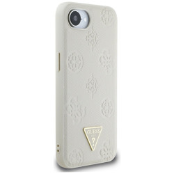 Case Guess Grained Hot Stamp Peony Triangle Logo MagSafe for iPhone 16e / beige