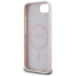 Case Guess Grained Hot Stamp Peony Triangle Logo MagSafe for iPhone 16e / beige