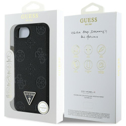 Guess Grained Hot Stamp Peony Triangle Logo MagSafe Case for iPhone 16e / 17e / black