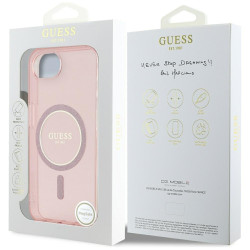 Guess IML Glitter Circle MagSafe Case for iPhone 16e/17e / pink