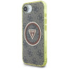 Case Guess IML Metal Glitter 4G Circle Triangle MagSafe for iPhone 16e / 17e / brown