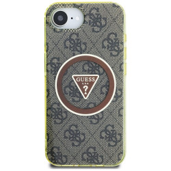 Case Guess IML Metal Glitter 4G Circle Triangle MagSafe for iPhone 16e / 17e / brown