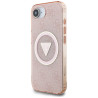 Case Guess IML Metal Glitter 4G Circle Triangle MagSafe for iPhone 16e / 17e / pink