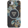 Guess IML Metal Glitter Flowers Triangle MagSafe Case for iPhone 16e/17e / black