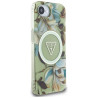 Case Guess IML Metal Glitter Flowers Triangle MagSafe for iPhone 16e / 17e / green