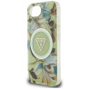Case Guess IML Metal Glitter Flowers Triangle MagSafe for iPhone 16e / 17e / green