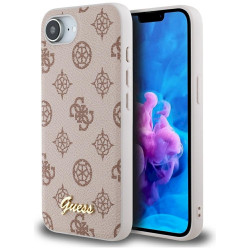 Case Guess Peony Script Logo MagSafe for iPhone 16e / 17e / brown