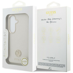 Case Guess Rhinestone Round Logo MagSafe for Samsung Galaxy S26 Plus / beige