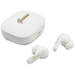 Earphone TWS Guess Script Metal Logo / white
