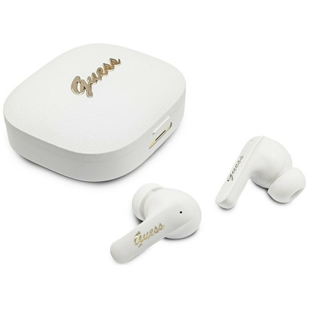 Earphone TWS Guess Script Metal Logo / white