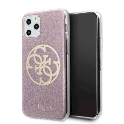 Guess GUHCN58PCUGLPI 4G Circle Glitter Hard Case for iPhone 11 Pro / pink