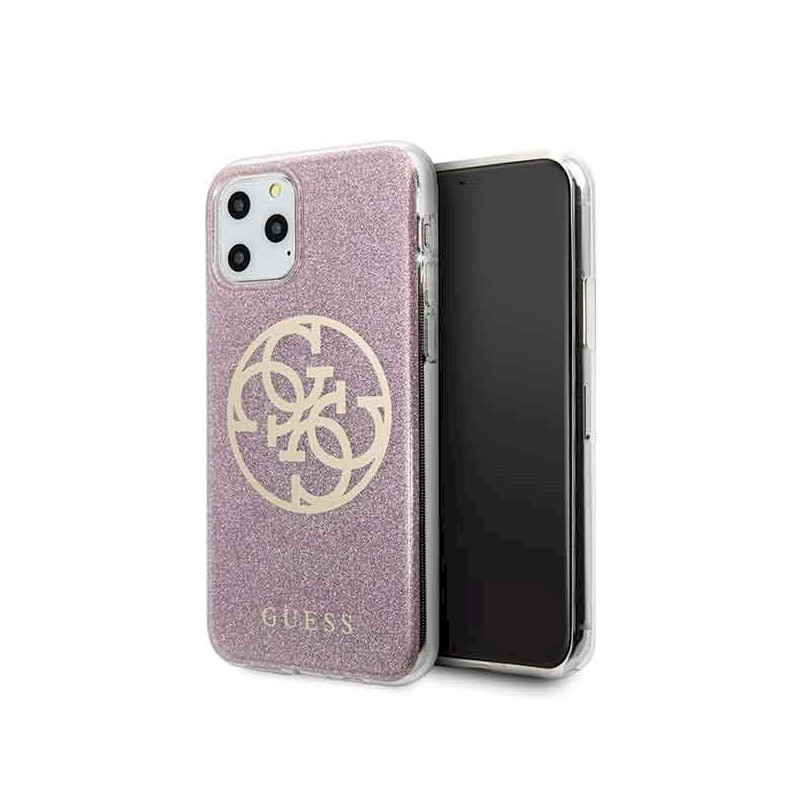 Guess GUHCN58PCUGLPI 4G Circle Glitter Hard Case for iPhone 11 Pro / pink