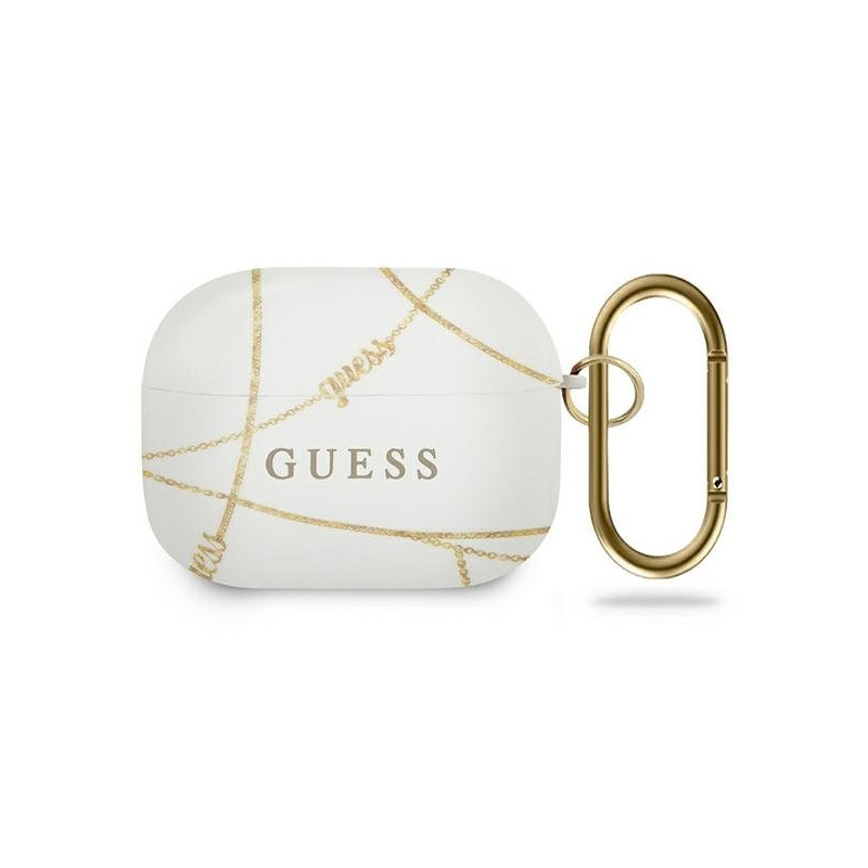 Guess GUACAPTPUCHWH AirPods Pro cover Gold Chain Collection / white