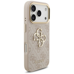 Guess 4G Big 4G Classic Logo Big Strap Metal Buttons Case for iPhone 17 Pro Pink