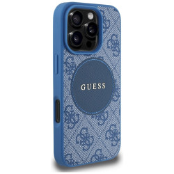 Guess 4G Circle Classic Logo MagSafe Case for iPhone 16 Pro Max / blue
