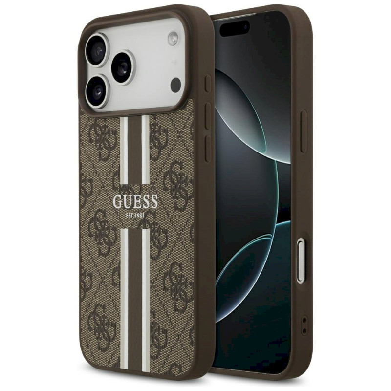 Guess 4G Printed Stripes MagSafe Case for iPhone 17 Pro Max / brown