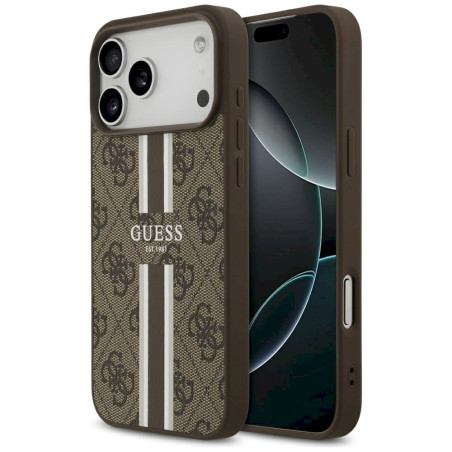 Guess 4G Printed Stripes MagSafe Case for iPhone 17 Pro Max / brown