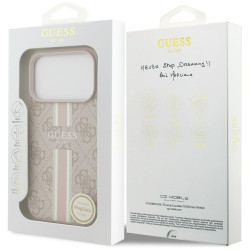 Case Guess 4G Printed Stripes MagSafe for iPhone 17 Pro / pink
