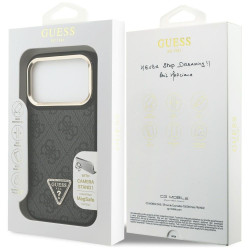 Guess 4G PU Triangle Logo & Stand Camera Magsafe Case for iPhone 17 Pro / black