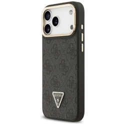Case Guess 4G PU Triangle Logo & Stand Camera Magsafe for iPhone 17 Pro Max / black
