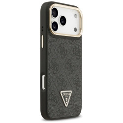 Case Guess 4G PU Triangle Logo & Stand Camera Magsafe for iPhone 17 Pro Max / black