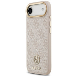 Guess 4G Strass Logo & Big Strap Metal Buttons MagSafe Case for iPhone Air / pink