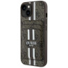 Case Guess 4G Stripes with wallet Magsafe for iPhone 15 / brown