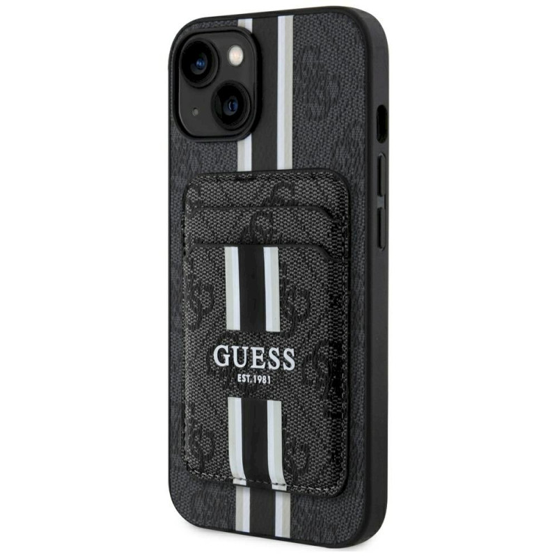Guess 4G Stripes with wallet Magsafe Case for iPhone 15 / black