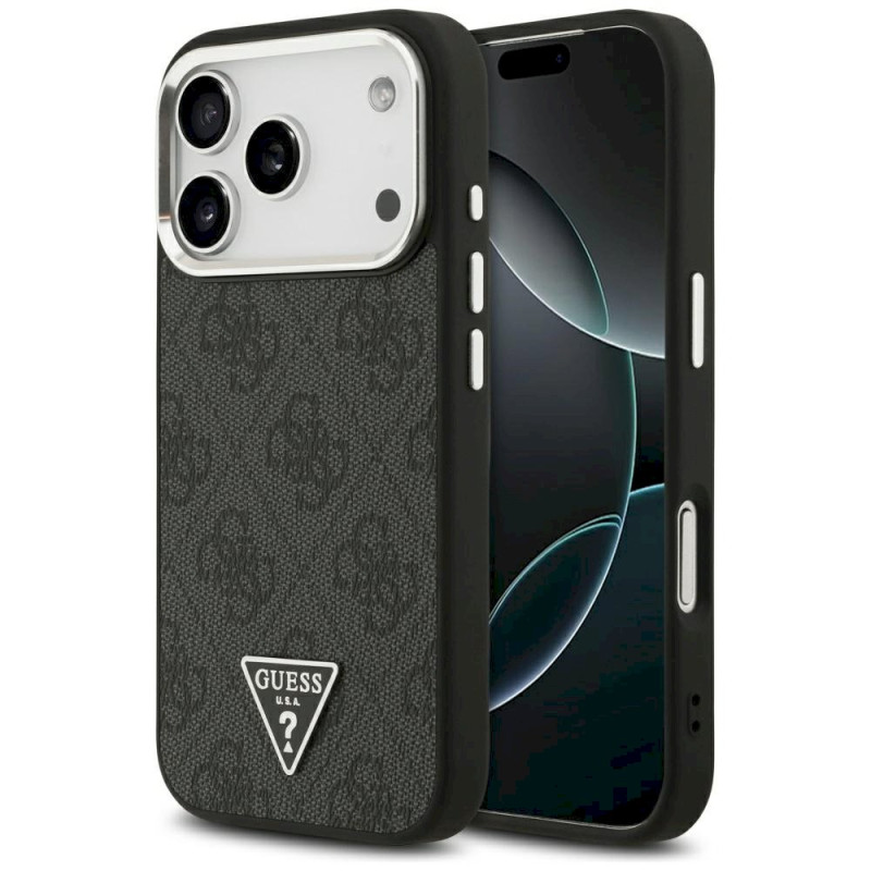 Guess 4G Triangle Logo MagSafe Case for iPhone 17 Pro / black silver