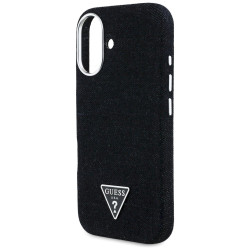 Case Guess Denim Triangle Logo MagSafe for iPhone 16 / black