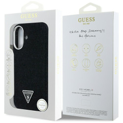 Case Guess Denim Triangle Logo MagSafe for iPhone 16 / black