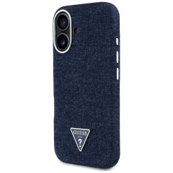 Case Guess Denim Triangle Logo MagSafe for iPhone 16 / blue