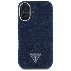 Case Guess Denim Triangle Logo MagSafe for iPhone 16 / blue