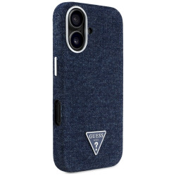 Case Guess Denim Triangle Logo MagSafe for iPhone 16 / blue