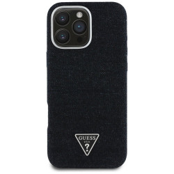 Case Guess Denim Triangle Logo MagSafe for iPhone 16 Pro Max / black