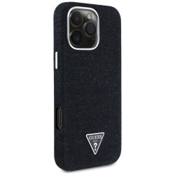 Case Guess Denim Triangle Logo MagSafe for iPhone 16 Pro Max / black