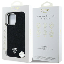Case Guess Denim Triangle Logo MagSafe for iPhone 16 Pro Max / black