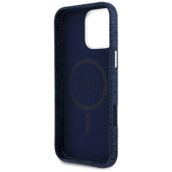 Case Guess Denim Triangle Logo MagSafe for iPhone 16 Pro Max / blue