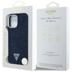 Case Guess Denim Triangle Logo MagSafe for iPhone 16 Pro / blue